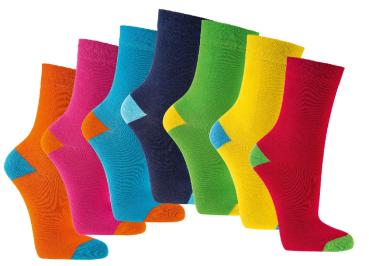 6 Paar TippTexx 24 Kinder Socken, handgekettelt, Gute Laune Farben